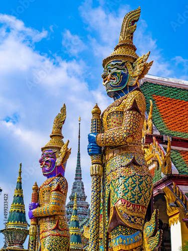 Photos Bangkok, Thailand - 13 April 2022 : Giant guardian of Wat Phra Kaew is unique and ancient in the Grand Palace