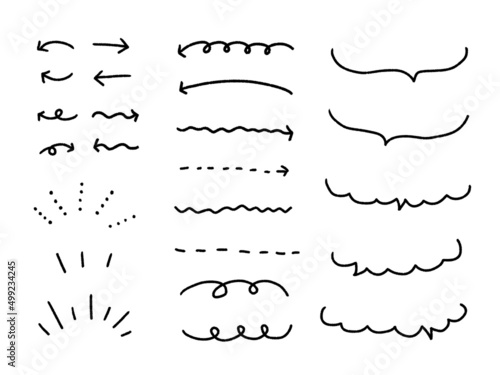 Fotobehang イラスト素材：シンプルな手書き風の矢印・やじるしセット
