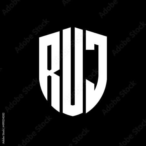 RUJ letter logo design. RUJ modern letter logo with black background. RUJ creative  letter logo. simple and modern letter logo. vector logo modern alphabet font overlap style. Initial letters RUJ   photo