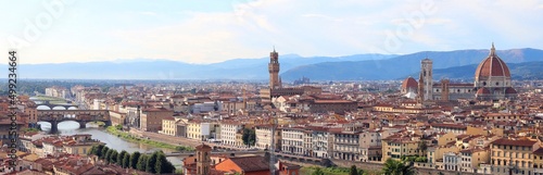 breathtaking city view of Florence in Italy with Arno River and landmarks