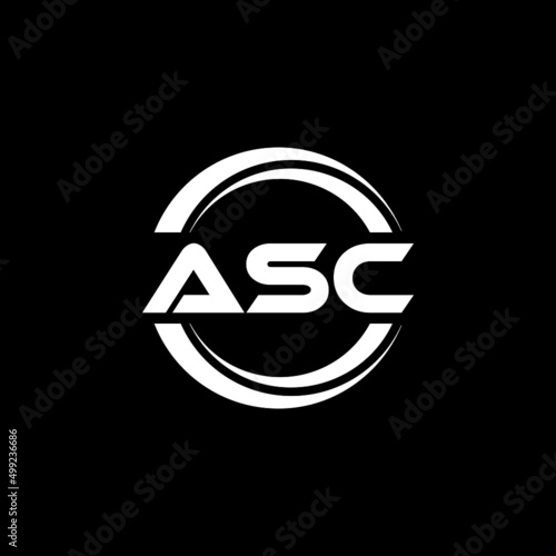 ASC letter logo design with black background in illustrator, vector logo modern alphabet font overlap style. calligraphy designs for logo, Poster, Invitation, etc.