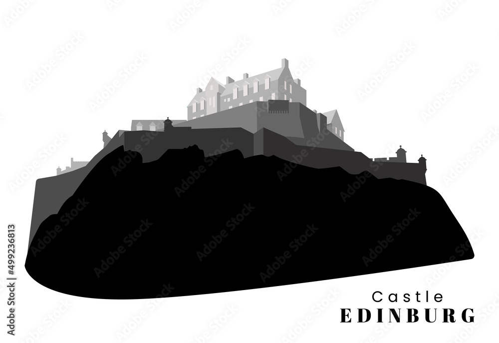 Obraz premium The building of Edinburgh Castle in Scotland. Historical landmark of the United Kingdom. Flat vector illustration main attraction of Edinburgh for website vector illustration.