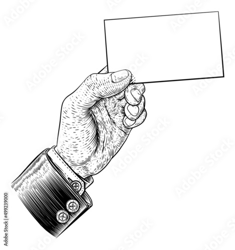 Hand In Suit Holding Busine...