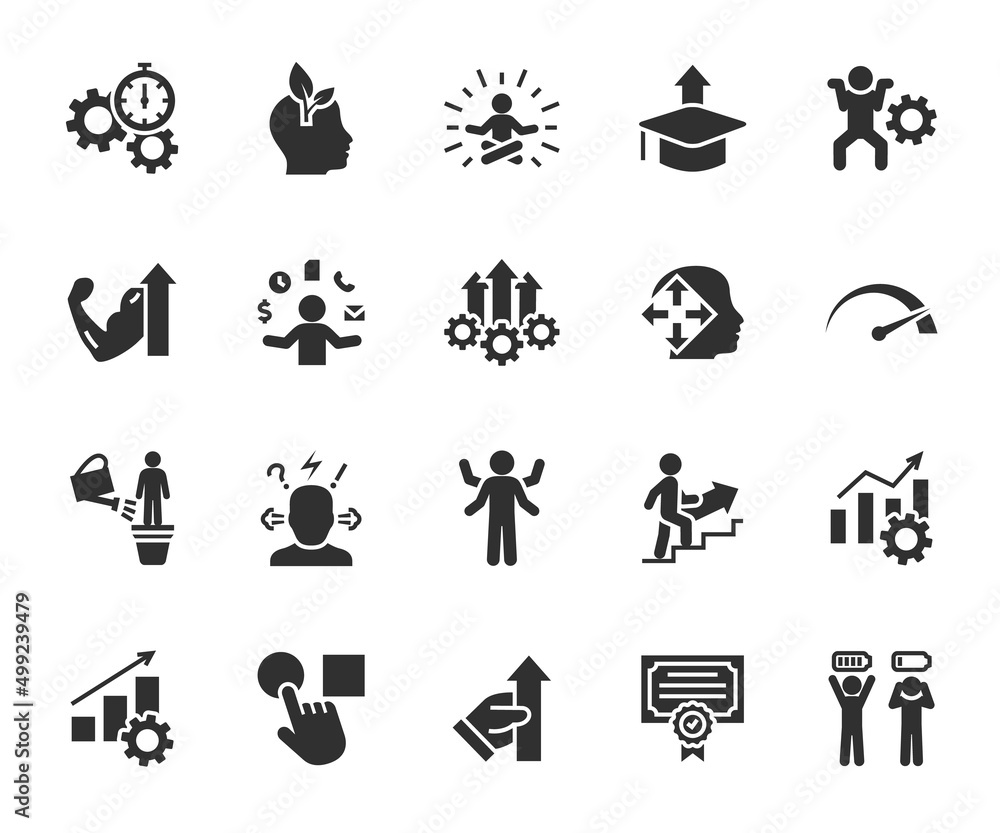 Vector set of efficiency flat icons. Contains icons productivity ...