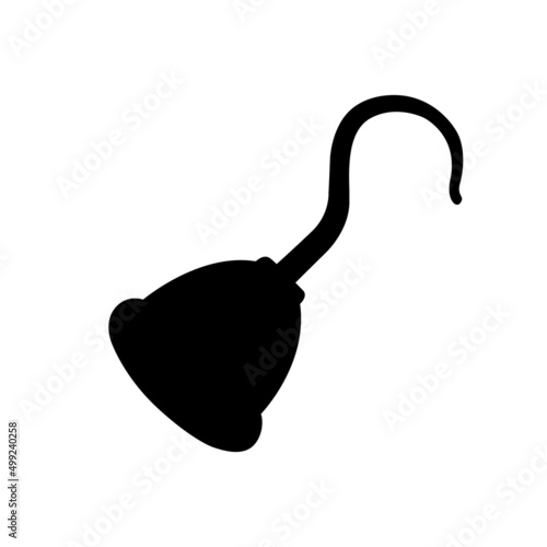 Pirate Hook Silhouette. Black and White Icon Design Element on Isolated White Background