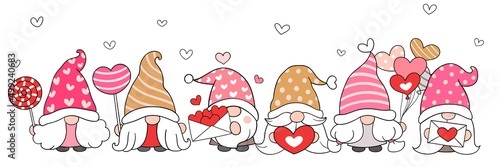 Draw banner valentine gnomes Love concept