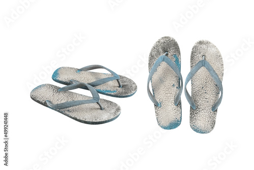 Old Slippers isolated on white background with clipping path include for design usage purpose.