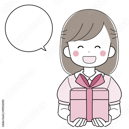 プレゼントを渡す女の子　ふきだしあり