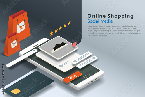 Online shopping via smartphone with online store in social media