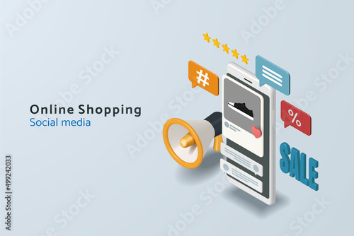 Online shopping via smartphone with online store in social medi