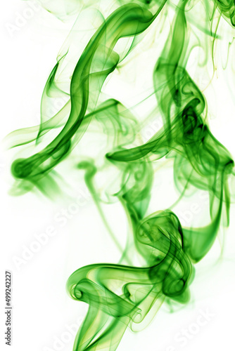 Green smoke on white background