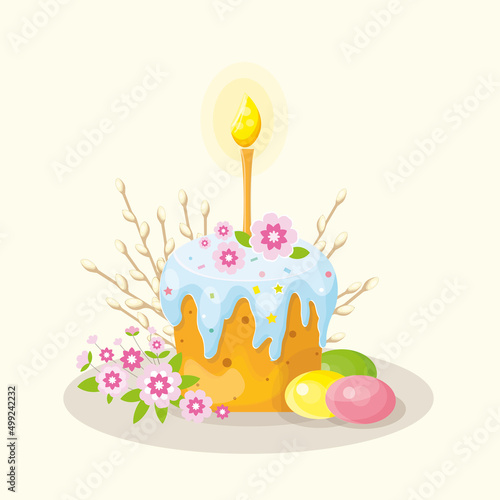 easter cake with eggs and candles