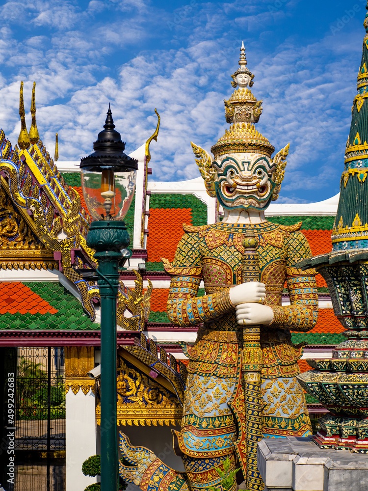 Fototapeta premium Bangkok, Thailand - 13 April 2022 : Giant guardian of Wat Phra Kaew It is an ancient, beautiful art located in the Grand Palace. Bangkok, Thailand