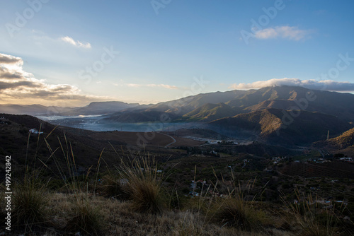 Morning landscape covered with fog near Valle de Abdalajis in Andalusia, Spain