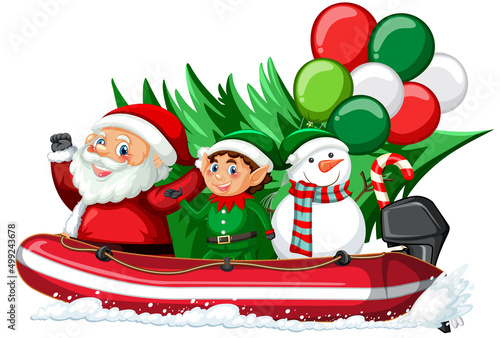 Delivery Christmas gift on inflatable boat