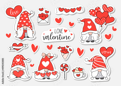 Draw sticker printable gnome happy love for valentine