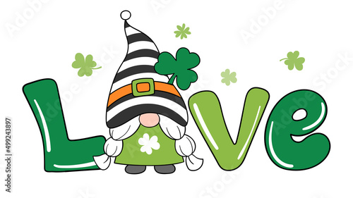Draw  love St Patrick's Day with gnome