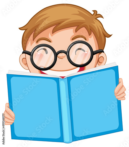 Little boy reading book