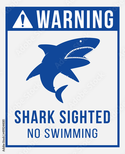 Warning signboard concept with shark sighted no swimming