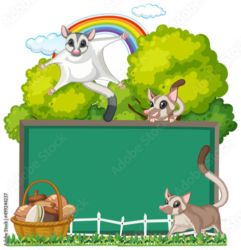 Border template with sugar gliders in garden