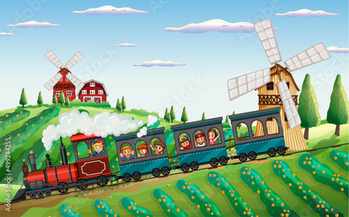 Train ride in the countryside