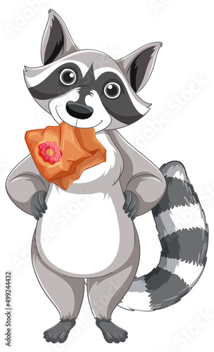 Cute raccoon with donut bag