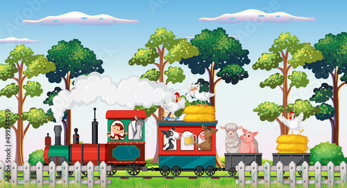 Many animals on the train