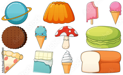 Set of vintage style cartoon on white background