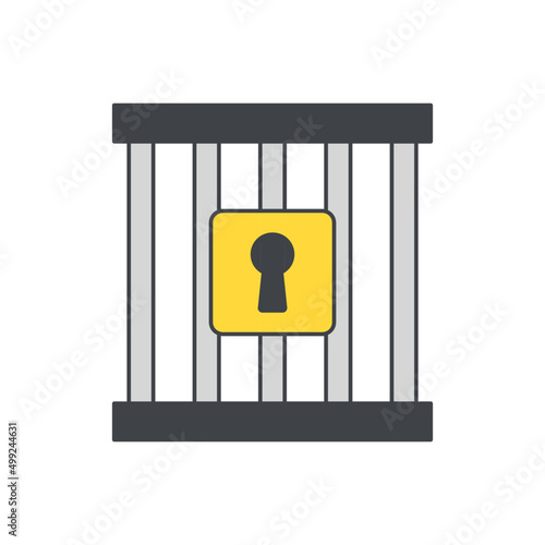 Criminal jail, prison icon in color icon, isolated on white background 