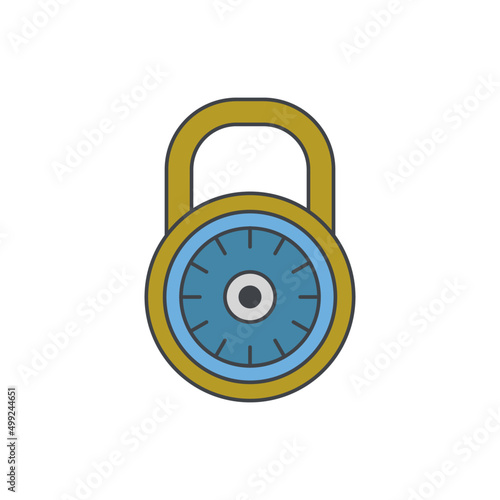 Rotary padlock protection icon in color icon, isolated on white background 