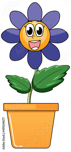 A flower cartoon character on white background