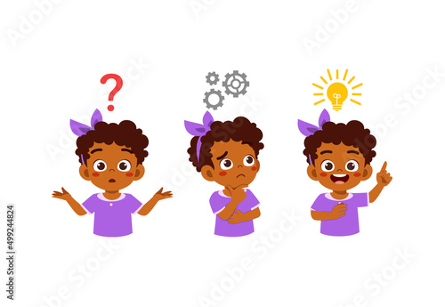 cute african kid thinking and search idea