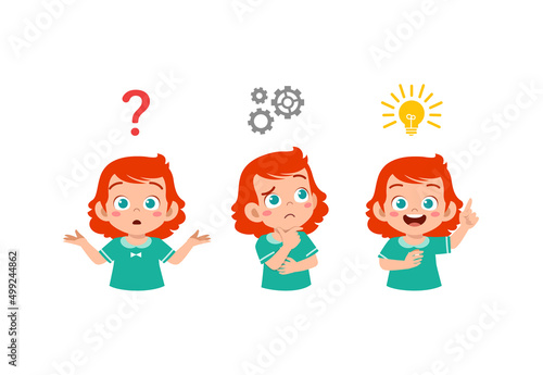 cute red head kid thinking and search idea