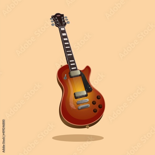 Classic Electic Guitar music instrument object symbol cartoon illustration vector