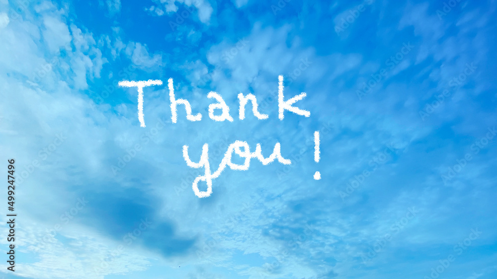 Fototapeta premium 青空の上のThank you!の文字_ワイド
