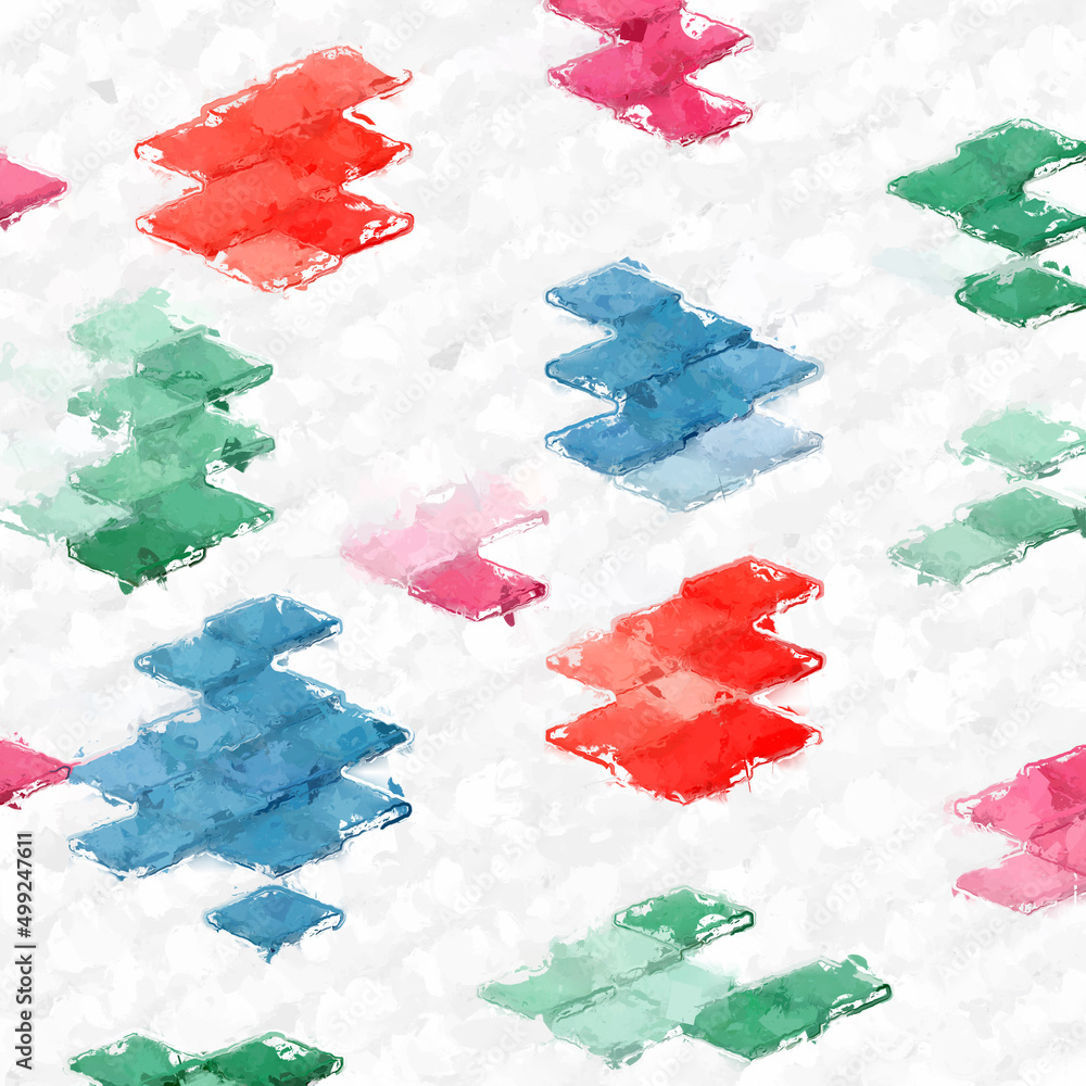 Fototapeta premium Colorful squares pattern with a rough texture. Background texture wall and have copy space for text. Picture for creative wallpaper or design art work.