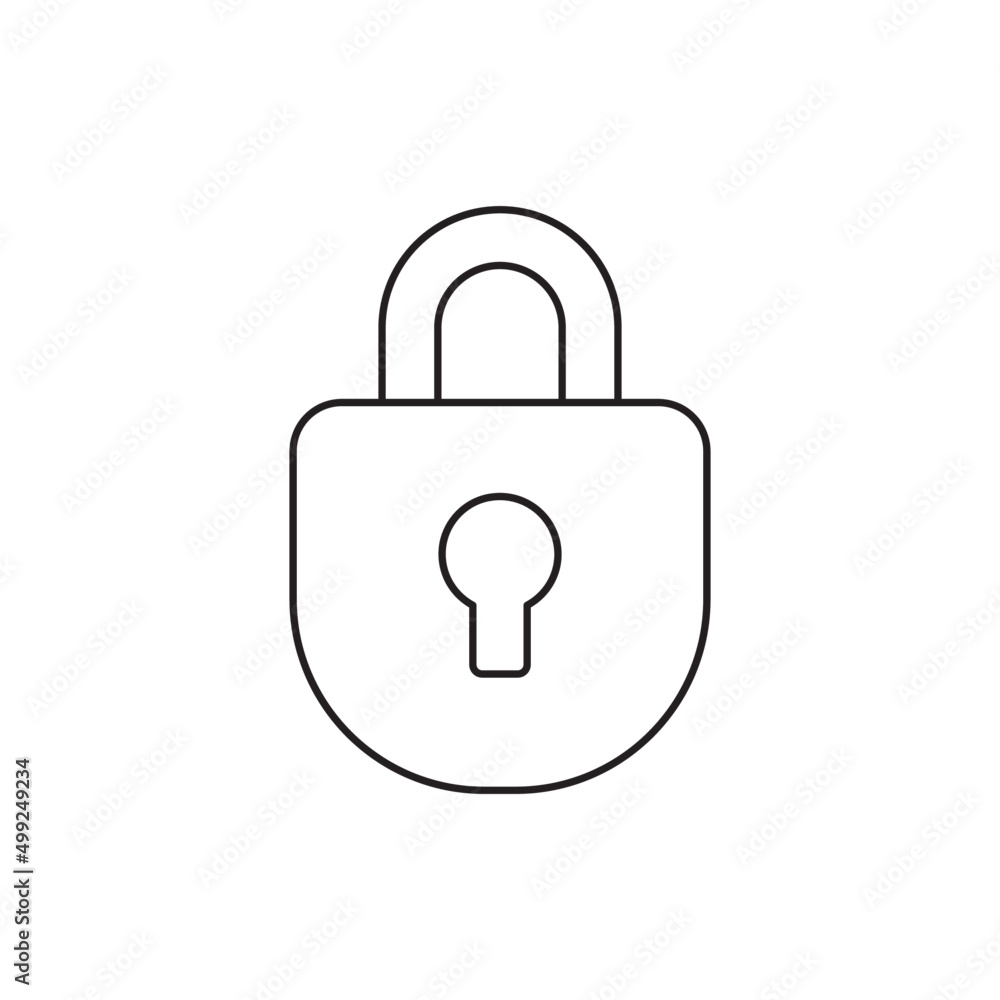 Lock, protection padlock icon line style icon, style isolated on white background Lock, protection padlock icon line style icon, style isolated on white background