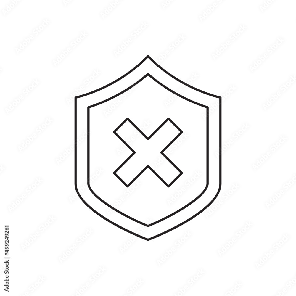 Security warning, shield warning icon line style icon, style isolated on white background Security warning, shield warning icon line style icon, style isolated on white background