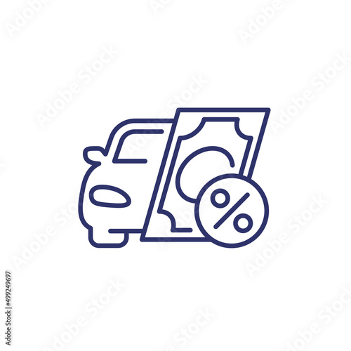 car loan icon with money, line vector
