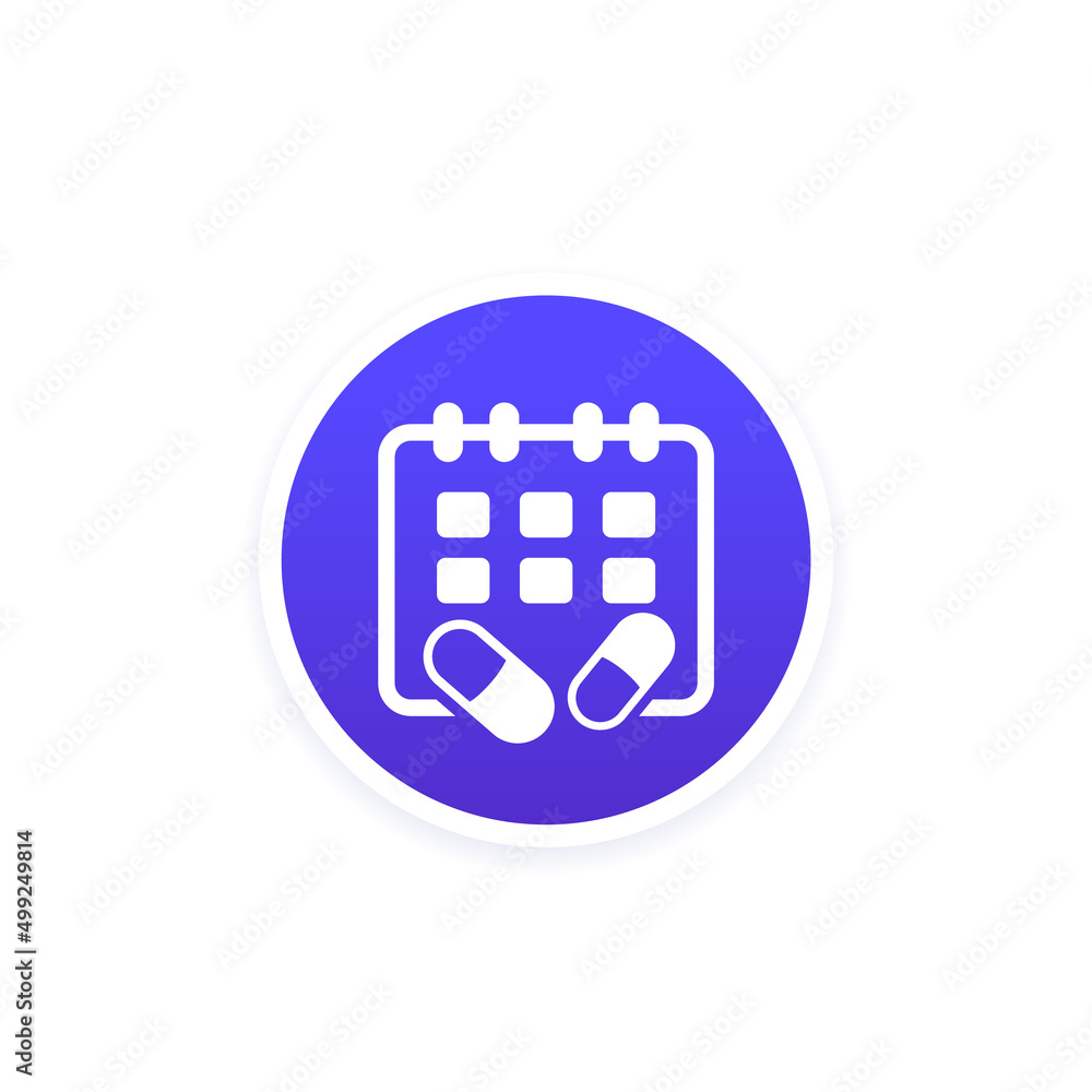 medication schedule vector icon with pills and calendar medication schedule vector icon with pills and calendar