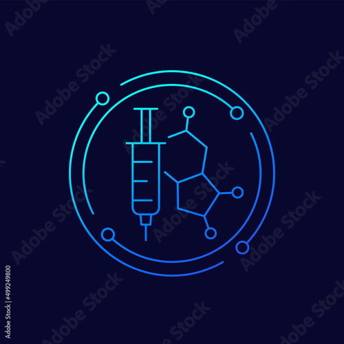 hormone therapy line icon with a syringe, vector