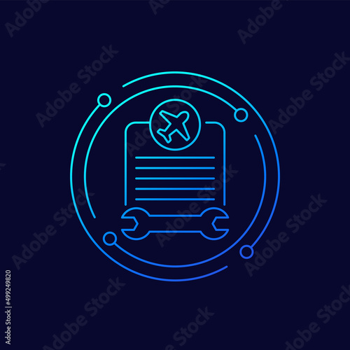 airplane repair list icon, linear design