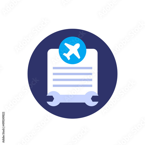 airplane repair list icon, flat vector