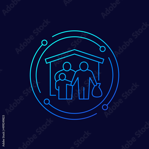 refugee shelter line vector icon