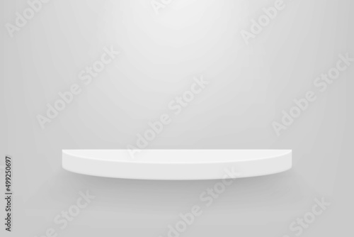 Empty white color shelf with shadow background.