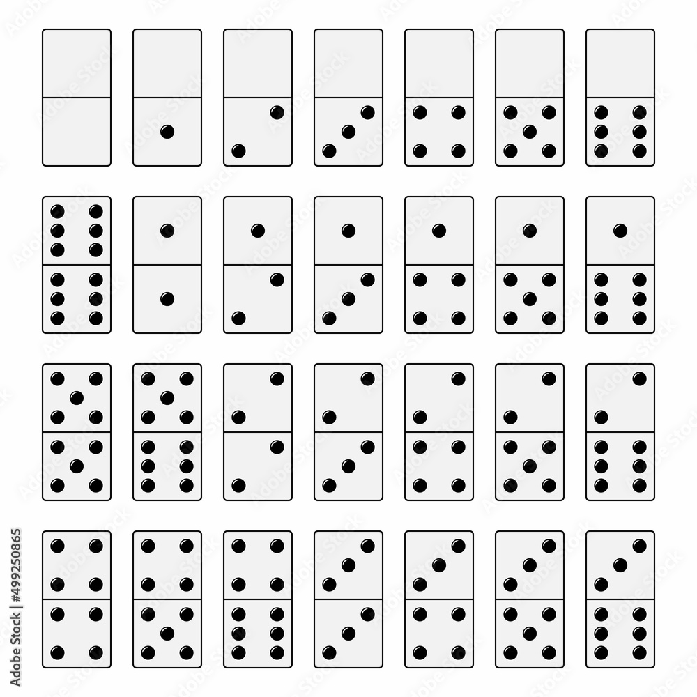 Domino stone set with with different numbers of dots isolated Domino stone set with with different numbers of dots isolated