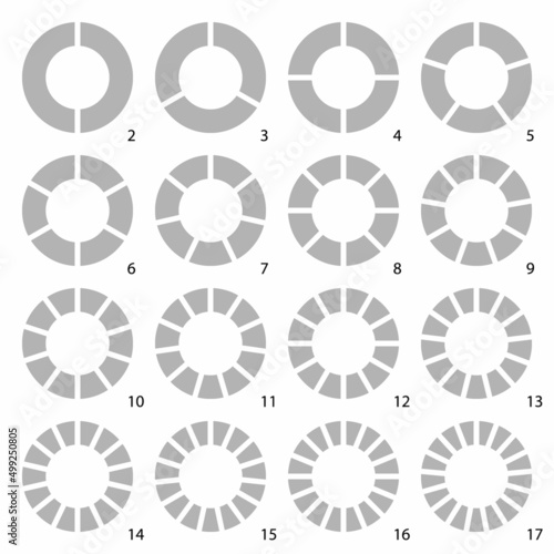 Set of round graphic pie charts icons. Segment of circle infographic