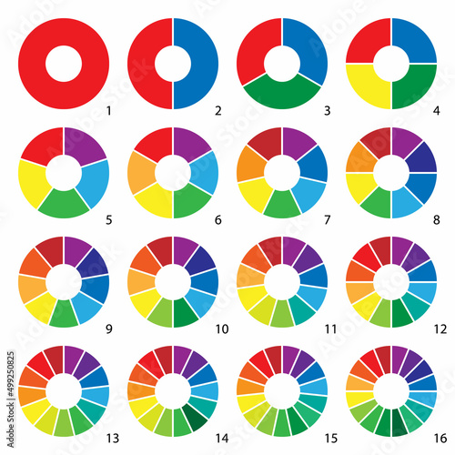 Set of round graphic pie charts icons. Segment of circle infographic