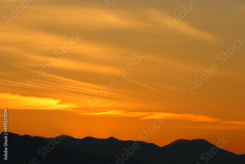 長野県アルプス 夕焼けシュルエット Nagano Alps Sunset Silhouette