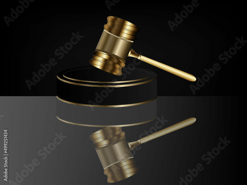 Golden gavel vector.Law and justice system